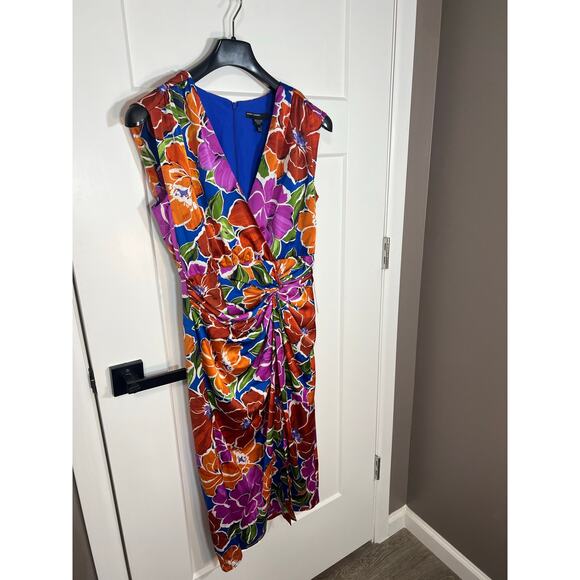 NEW! Maggy London Women's Sleeveless Midi Floral Dress V-Neck Size‎ 6 Wedding - Picture 6 of 12